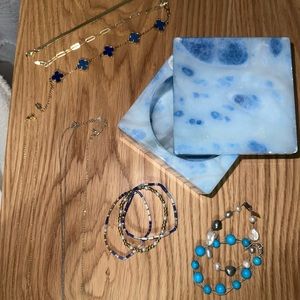 Jewelry lot plus blue Italian storage box